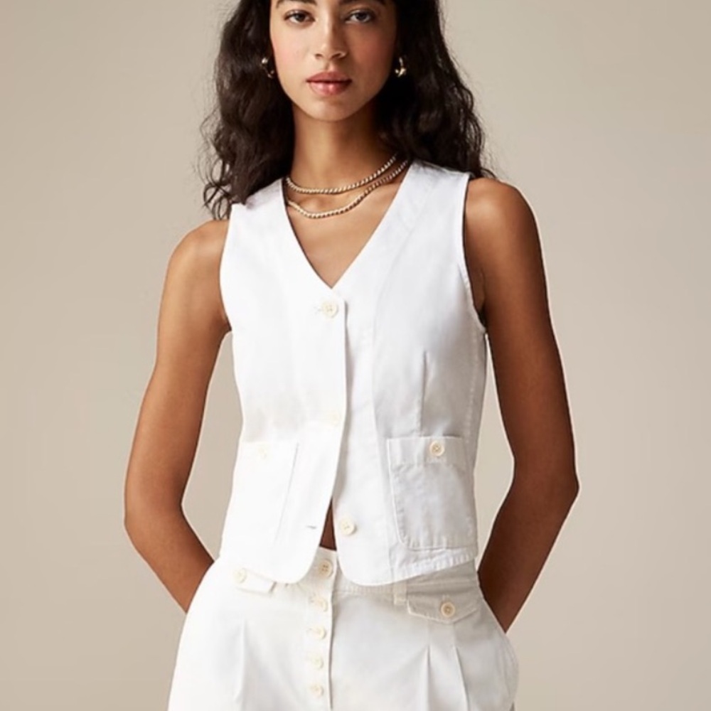 J. Crew Patch-Pocket Chino Vest White [SIZE 2] SOLD OUT